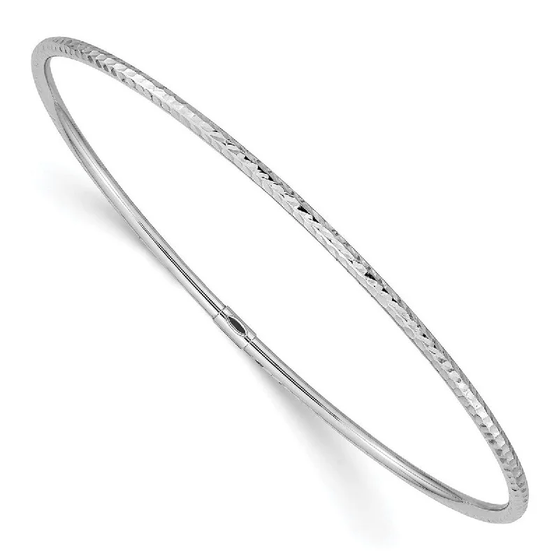 Wire-bend bracelet-Curata 14k White Gold Slip on Polished Hollow tube 2mm Sparkle-Cut Bangle Bracelet