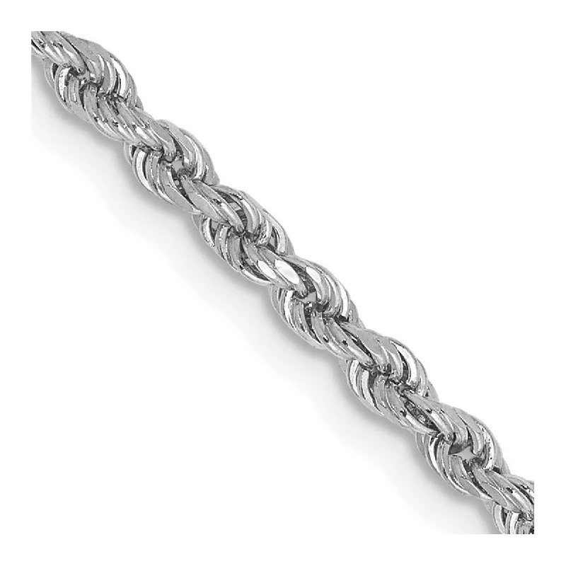 Faded finish bracelet-Curata 14k White Gold Solid 9" 2.5mm Heavy Handmade Regular Rope Chain Anklet or Mens Bracelet