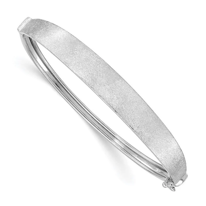 Flowing wave bracelet-Curata 14k White Gold Textured Hinged Cuff Stackable Bangle Bracelet