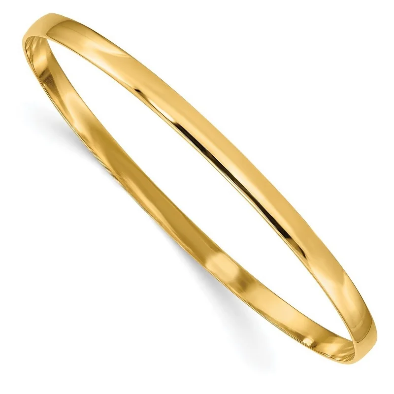 Tiled design bracelet-Curata 14k Yellow Gold 4mm Solid Polished Half Round Slip On Stackable Bangle Bracelet