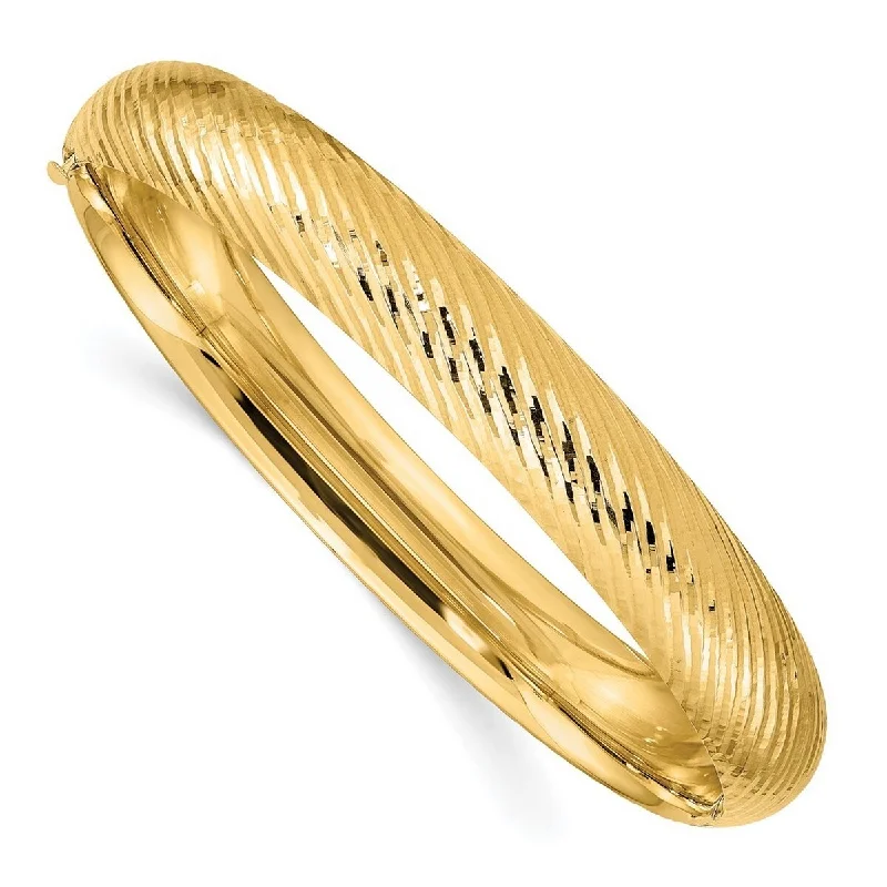 Coupled band bracelet-Curata 14k Yellow Gold 7/16 Textured Cuff Stackable Bangle Bracelet