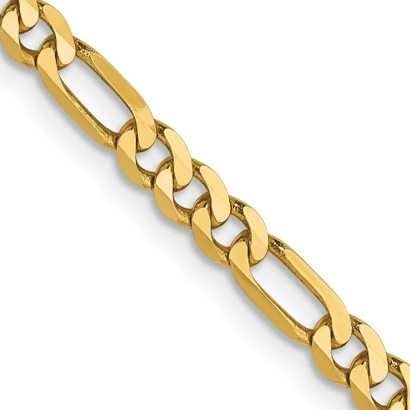 Faint finish bracelet-Curata 14k Yellow Gold Fancy 3.25mm Flat Figaro Bracelet