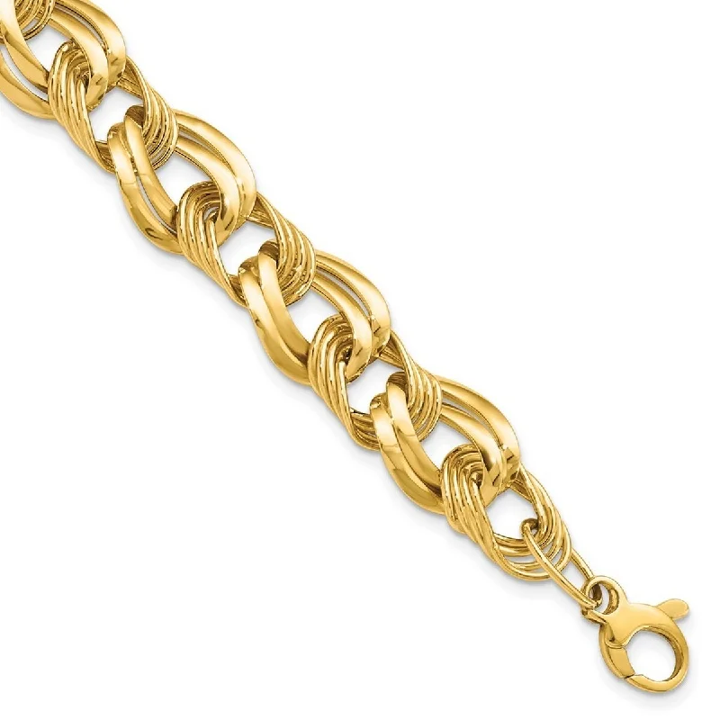 Molten gold bracelet-Curata 14k Yellow Gold Fancy Polished Fancy Link Bracelet 8 Inch