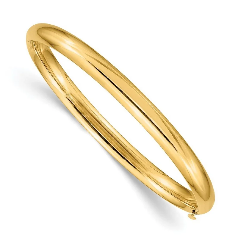 Latched bracelet-Curata 14k Yellow Gold Hollow Safety bar 3/16 Polished Hinged Baby Bangle Bracelet