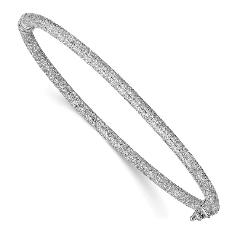 Spotted band bracelet-Curata 3mm 14k White Gold Textured Hinged Cuff Stackable Bangle Bracelet