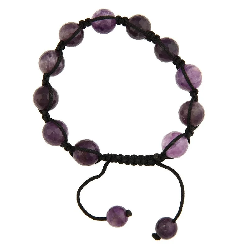 Embossed gem bracelet-Dolce Giavonna Amethyst Beaded Macrame Bracelet