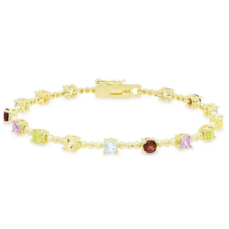 Parted band bracelet-Dolce Giavonna Gold Over Silver Multi Gemstone Bracelet