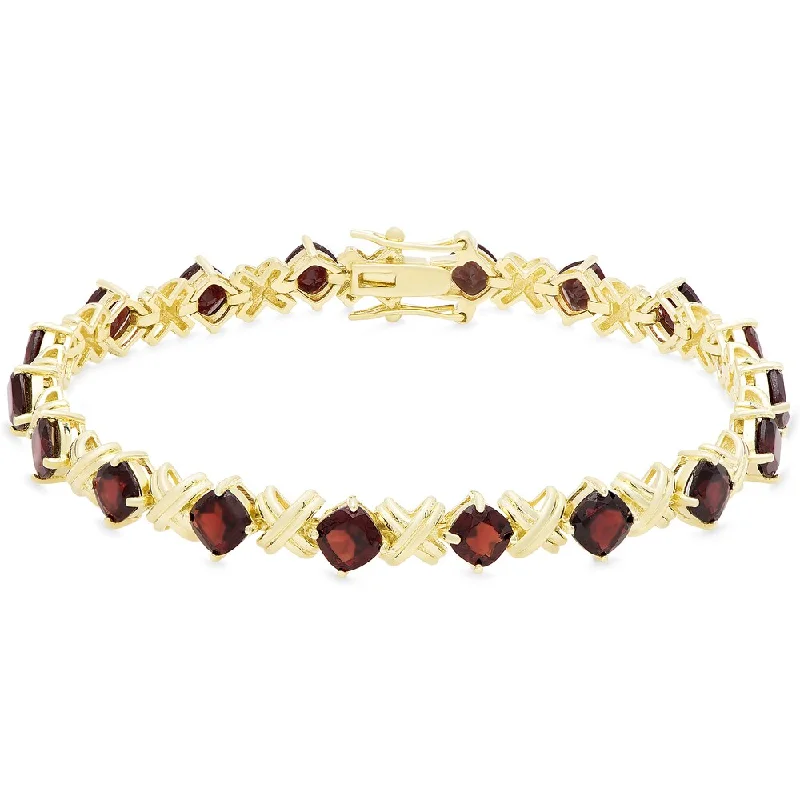 Fine filigree bracelet-Dolce Giavonna Gold Over Sterling Silver Cushion Cut Gemstone XO Link Bracelet