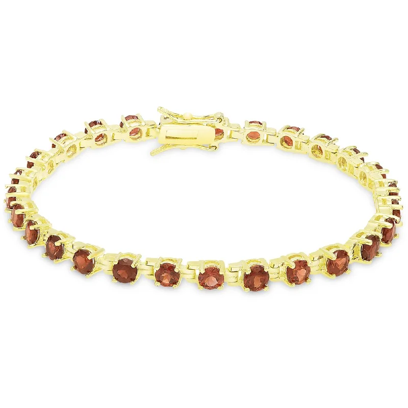 Overlapped bracelet-Dolce Giavonna Gold Over Sterling Silver Garnet Tennis Style Bracelet