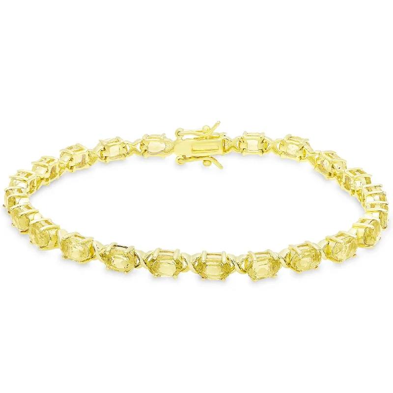 Faint finish bracelet-Dolce Giavonna Gold Over Sterling Silver Oval Cut Citrine XO Link Bracelet