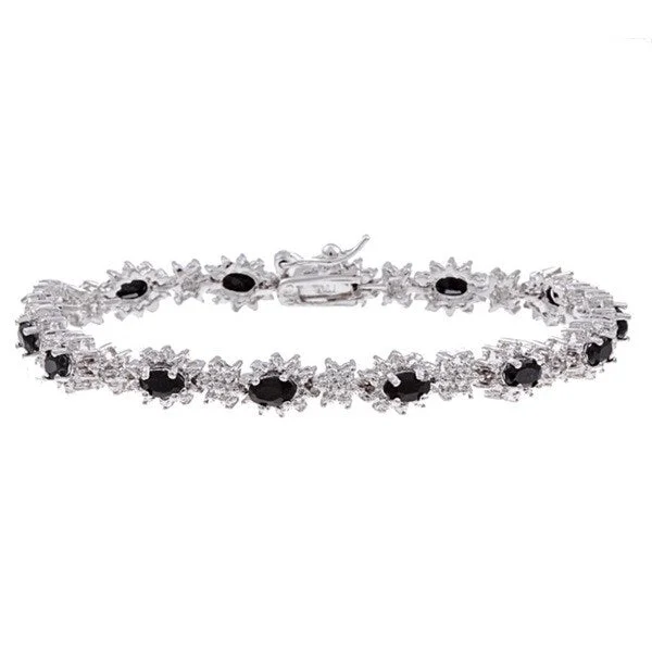 Pointed stone bracelet-Dolce Giavonna Sterling Silver Sapphire and Diamond Accent Bracelet