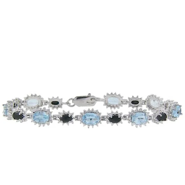 Icy aquamarine bracelet-Dolce Giavonna Sterling Silver Sapphire, Blue Topaz and Diamond Accent Bracelet