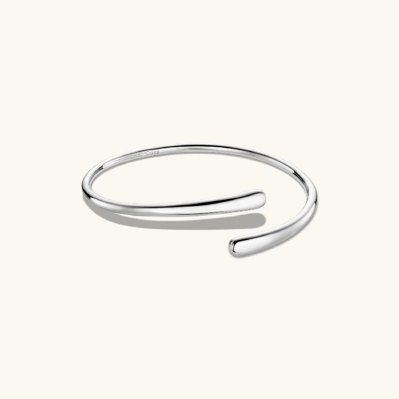 Channel-edge bracelet-Dome Cuff Bracelet Silver