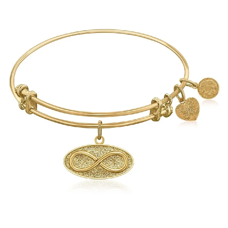 Bold moonstone bracelet-Expandable Bangle in Yellow Tone Brass with Infinity Unlimited Symbol