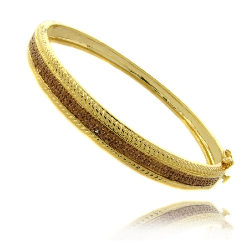 Stellar design bracelet-Finesque 14k Gold Overlay Brown Diamond Accent Bangle Bracelet