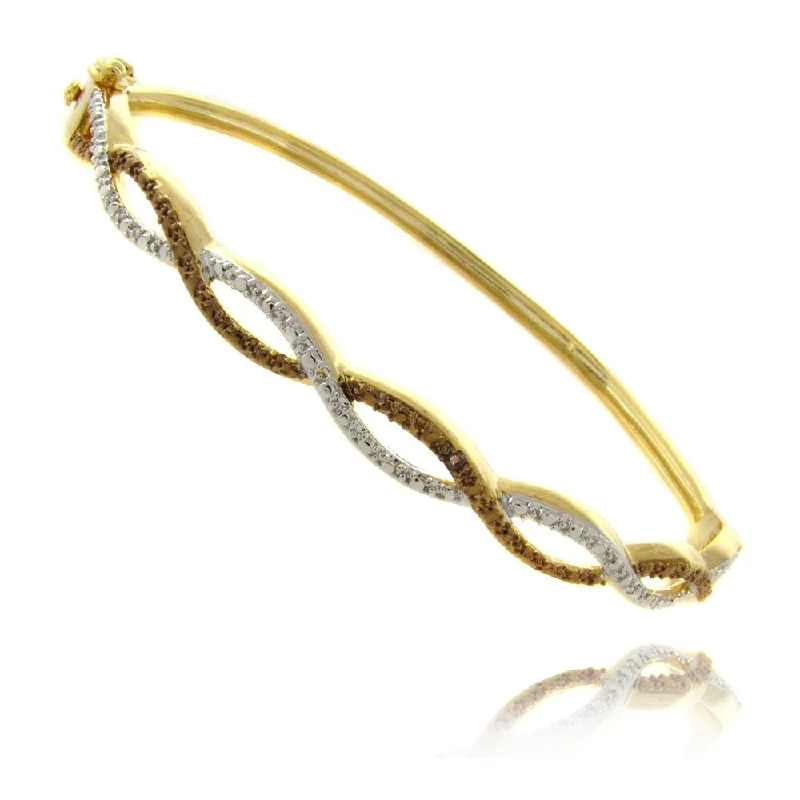 Fine-etched bracelet-Finesque 14k Gold Overlay Brown Diamond Accent Infinity Bangle Bracelet