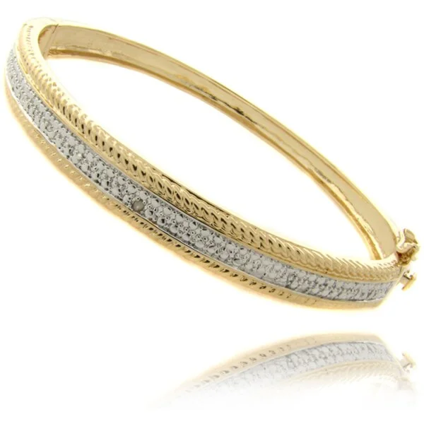 Eclipse moon bracelet-Finesque 14k Gold Overlay Diamond Accent Bangle Bracelet