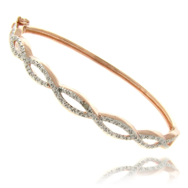 Low-set gem bracelet-Finesque 14k Yellow or Rose Overlay Diamond Accent Infinity Bangle Bracelet