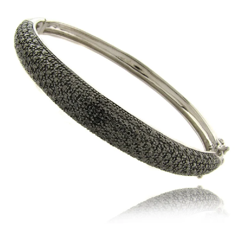 Parted band bracelet-Finesque Black Diamond Accent Bangle Bracelet