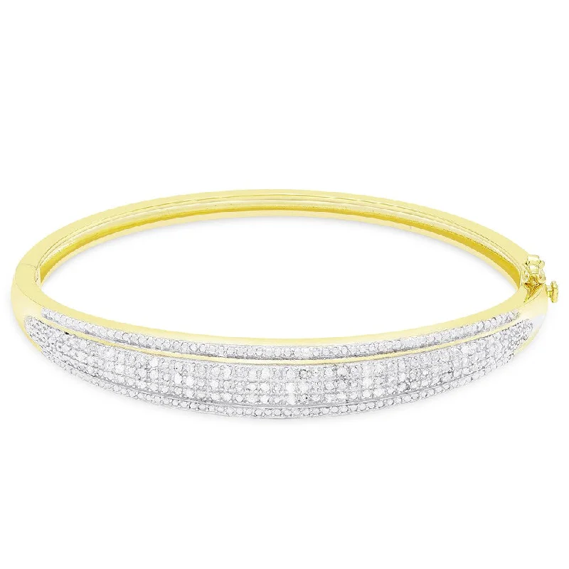 Spotted band bracelet-Finesque Gold or Silver Overlay 1/2 ct TDW Diamond Bangle