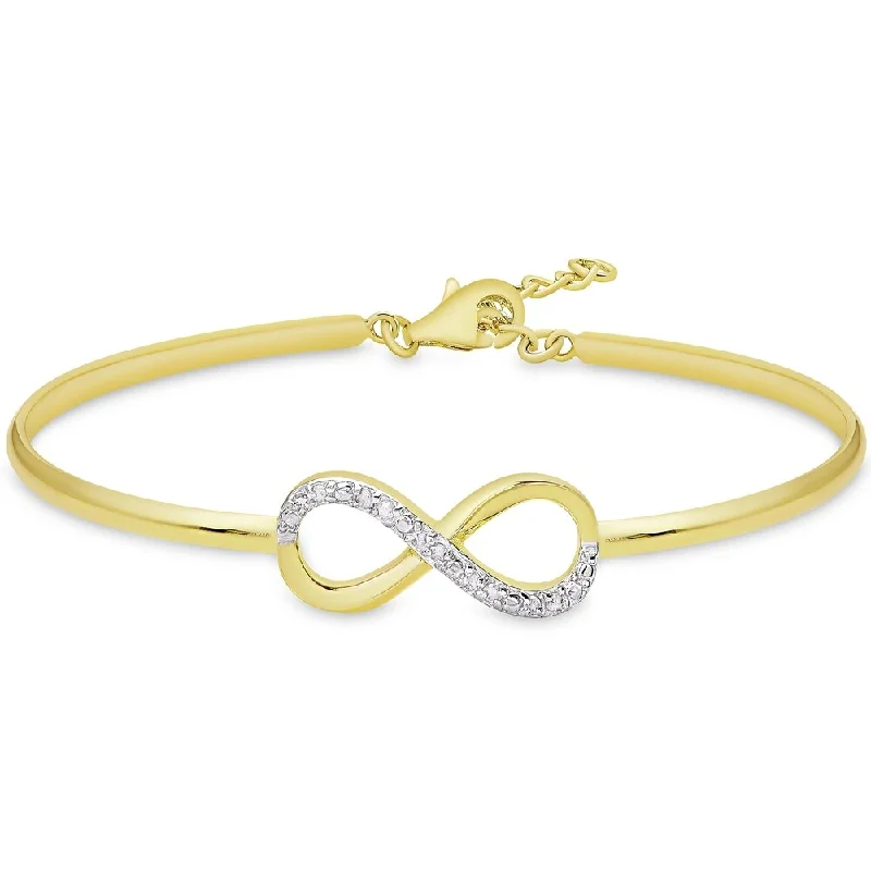 Broken-edge bracelet-Finesque Gold over Silver Diamond Accent Infinity Design Bangle