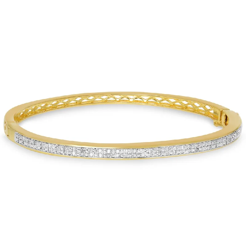 Crest motif bracelet-Finesque Gold over Silver or Sterling Silver 1/2ct TW Diamond Bangle