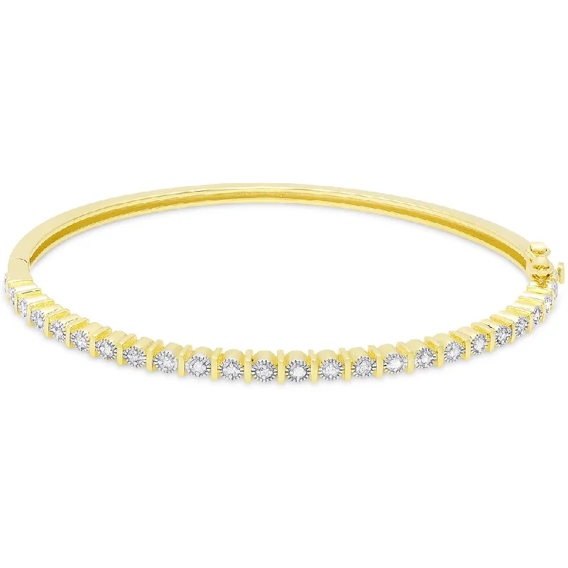 Pearlized platinum bracelet-Finesque Gold Over Silver or Sterling Silver 1/4ct TDW Diamond Bangle