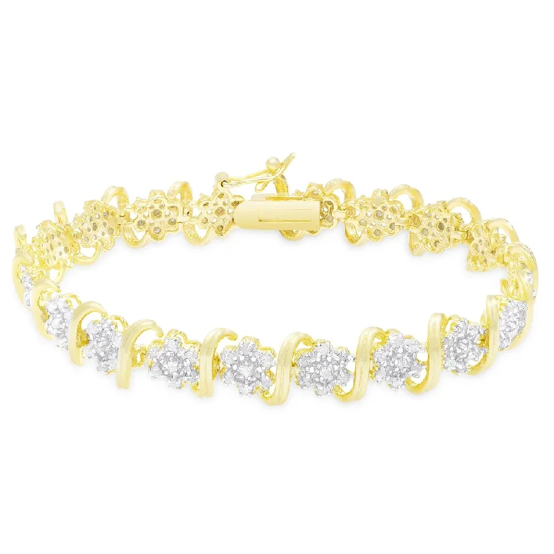 Ridge gem bracelet-Finesque Gold Over Sterling Silver 2 ct TDW Diamond Bracelet