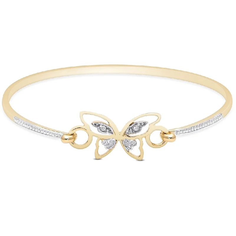 Dense sapphire bracelet-Finesque Gold Over Sterling Silver Diamond Accent Butterfly Bangle