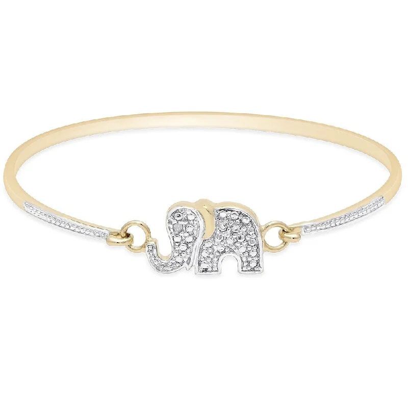 Clean-cut bracelet-Finesque Gold Over Sterling Silver Diamond Accent Elephant Bangle (I-J, I2-I3)