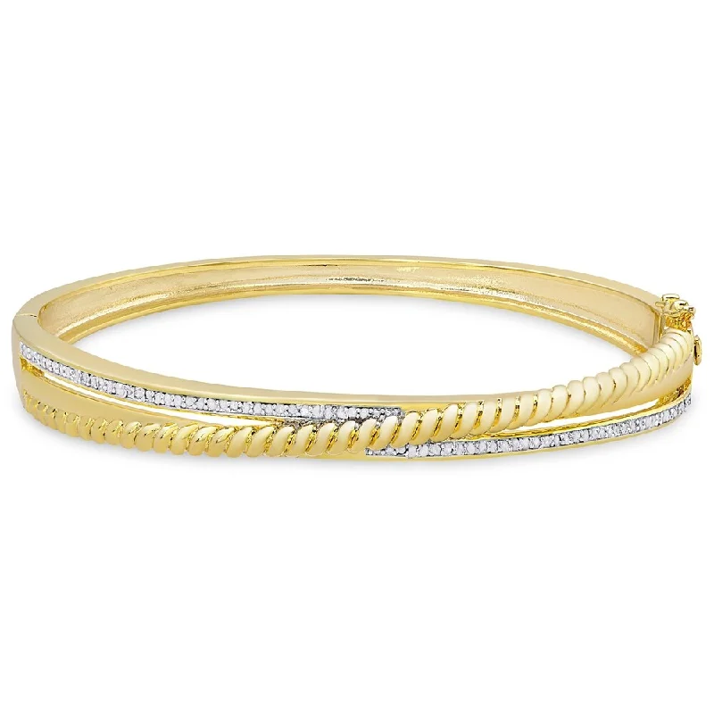 Finesque Gold Overlay 1/2ct TW Diamond Twisted Bangle