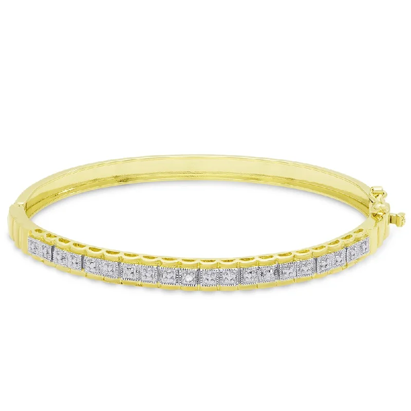 Extended diamond bracelet-Finesque Gold Overlay Diamond Accent Bangle