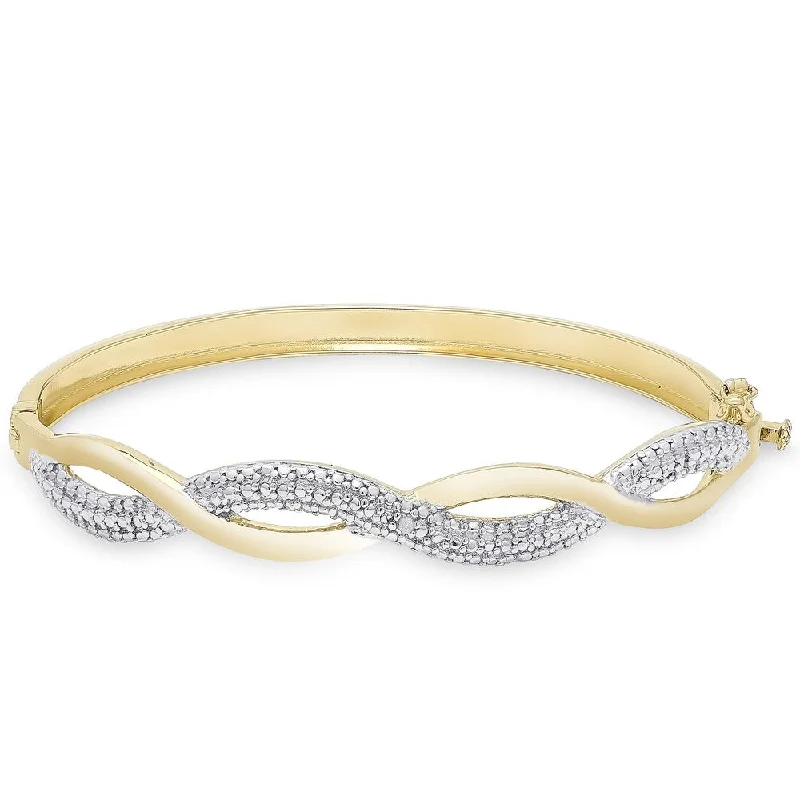 Luminous quartz bracelet-Finesque Gold Overlay Diamond Accent Infinity Bangle