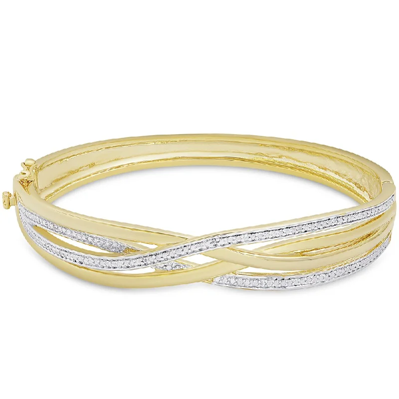 Vibrant diamond bracelet-Finesque Gold Overlay Diamond Accent intertwine Bangle (I-J, I2-I3)