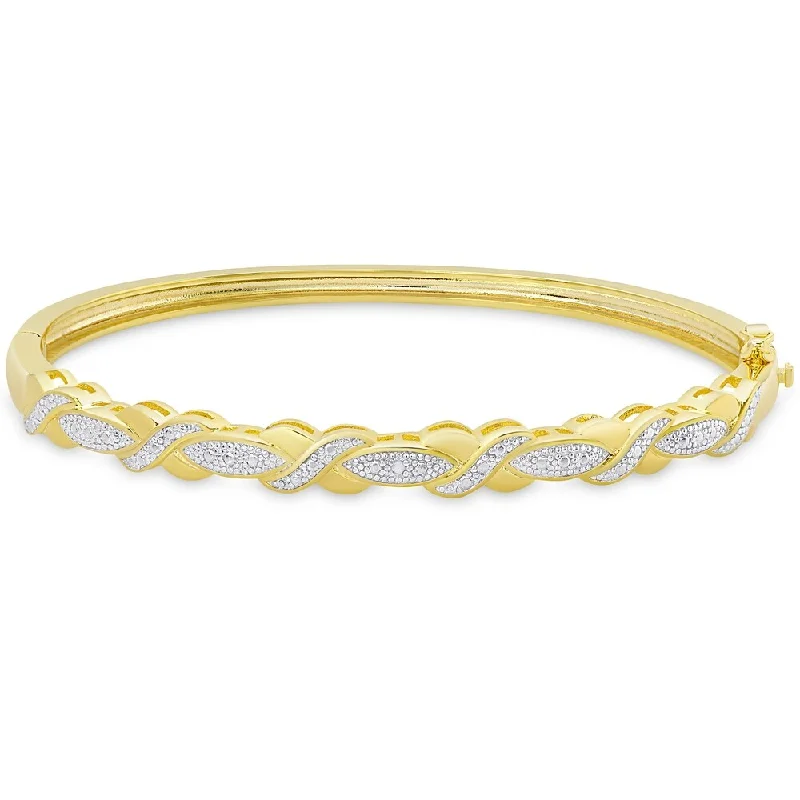 Flush bracelet-Finesque Gold Overlay Diamond Accent 'XO' Design Bangle