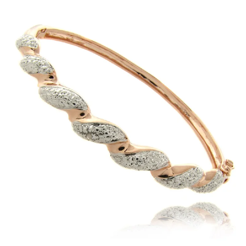 Precision cut bracelet-Finesque Rose Gold Overlay Diamond Accent Twist Bangle Bracelet