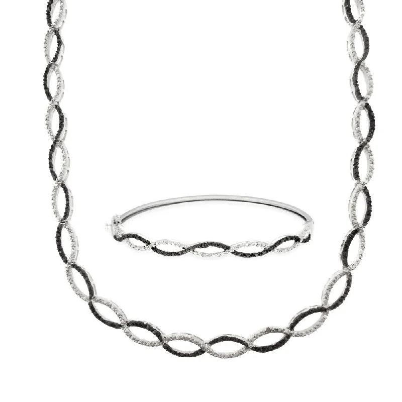 Protruding gem bracelet-Finesque Silverplated 1/4 ct TDW Black Diamond Infinity Necklace and Bangle Set