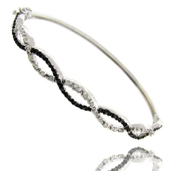 Soft morganite bracelet-Finesque Sterling Silver 1/4ct TDW Black and White Diamond Bangle Bracelet