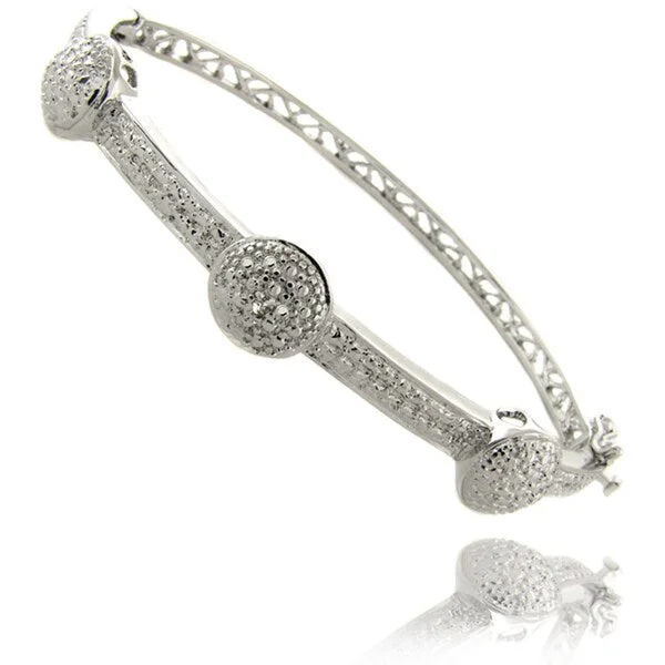 Fin motif bracelet-Finesque Sterling Silver Diamond Accent 3-button Bangle Bracelet