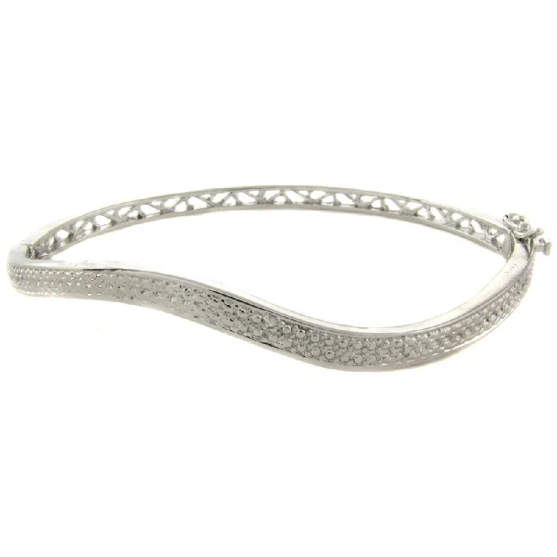 Classic-style opal bracelet-Finesque Sterling Silver Diamond Accent Wavy Bangle Bracelet