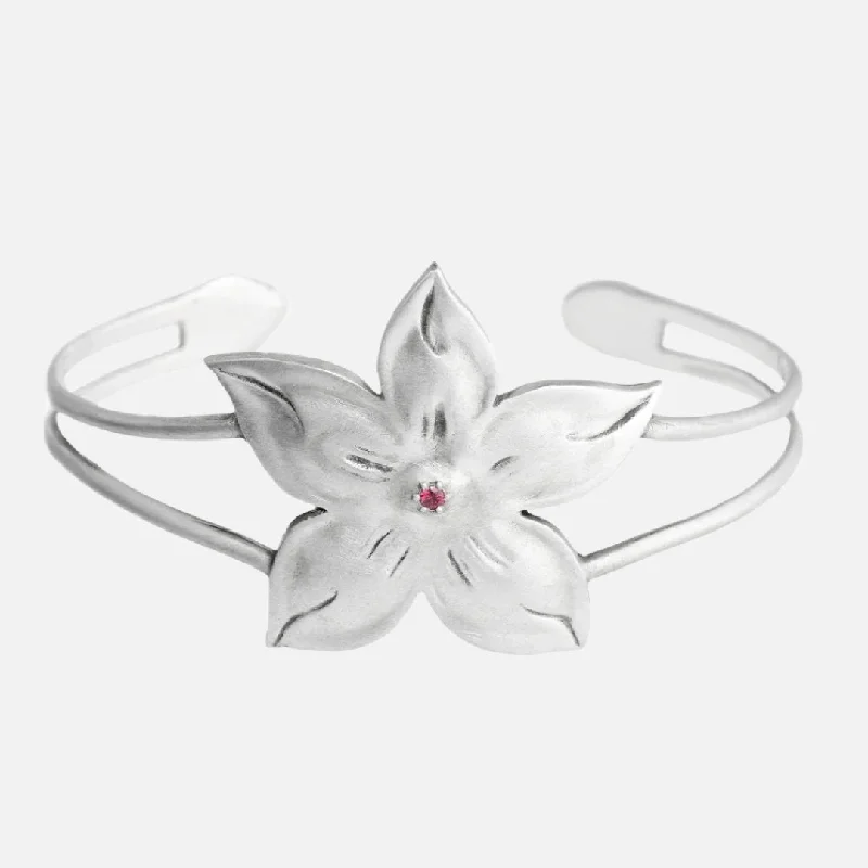 Tight coil bracelet-Fleur Cuff, Silver