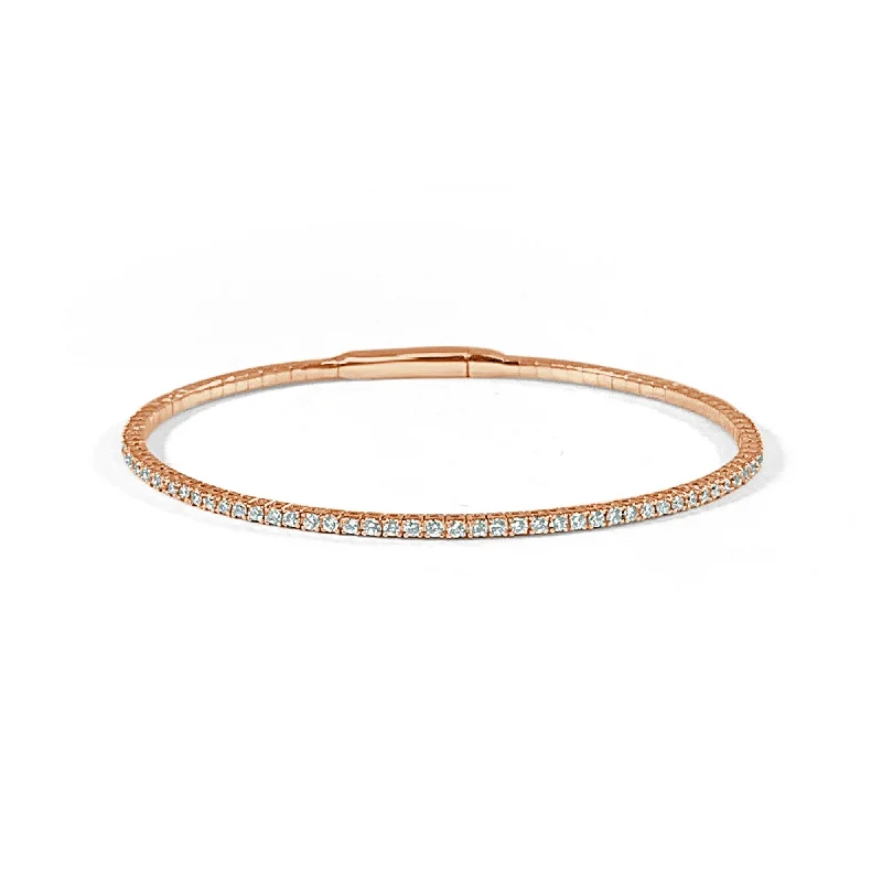 Fine band bracelet-Joelle Diamond Bangle Flexible 14K Rose Gold 1CT TDW