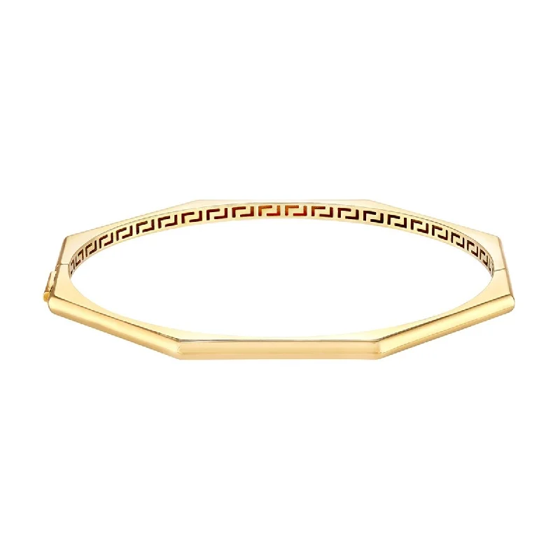 Embossed gem bracelet-Marquee Jewels 14K Solid Yellow Gold Geometric Octagon Bangle Bracelet