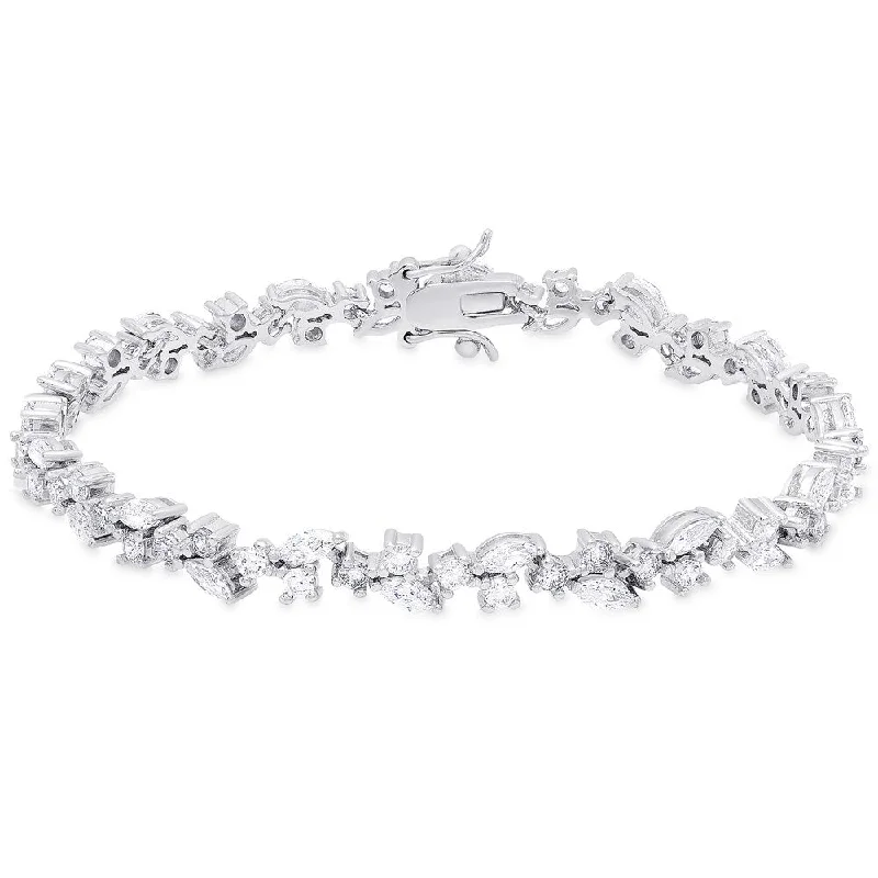 Luminous minimalist bracelet-Samantha Stone Sterling Silver Cubic Zirconia Bracelet