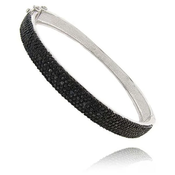 Sun-cut bracelet-Sterling Silver 1/10ct TDW Black Diamond Bangle Bracelet