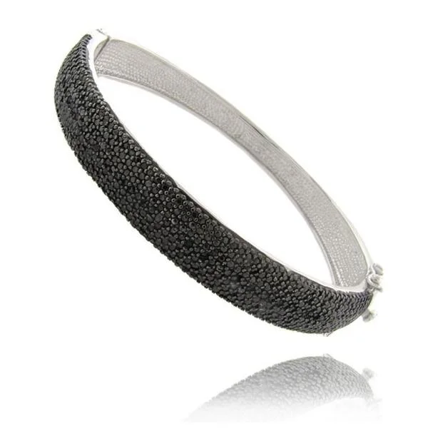 Deep hematite bracelet-Sterling Silver 1/4ct TW Black Diamond Bangle