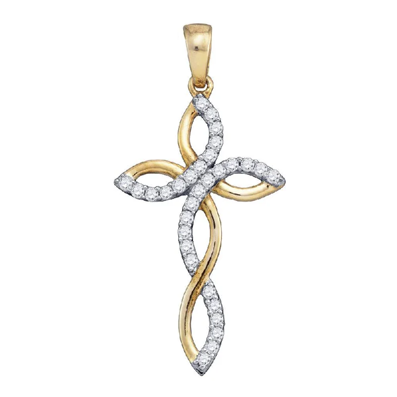 Luminous citrine necklace-10k Yellow Gold Diamond Pave Womens Cross Crucifix Pendant 1/3 Cttw