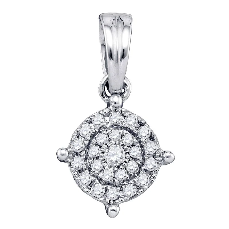 Swept design necklace-10kt White Gold Womens Round Diamond Circle Frame Cluster Pendant 1/6 Cttw