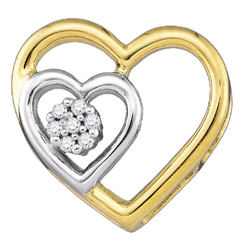 Stellar design necklace-10kt Yellow Gold Womens Round Diamond Heart Pendant .03 Cttw