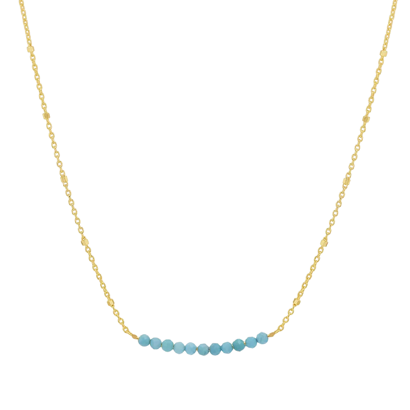 Winding pattern necklace-Turquoise Bead Bar Necklace